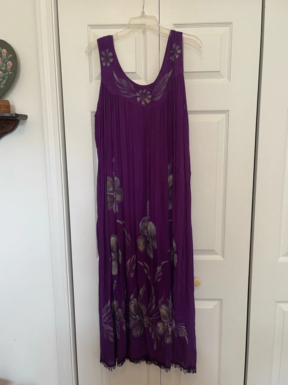 Island Beach Purple Floral Batik Maxi Dress Sleeveless S/M Boho Resort - Picture 1 of 3